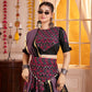 Rajwada Black And Mauve Cotton Blend Solid With Golden Border Semi-Stitched Lehenga For Women