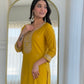 Rajwada Mustard Silk Blend Embroidered Stitched Kurta Set For Women