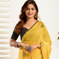Rajwada Yellow Cotton Linen Zari Work Saree For Women