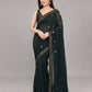 Dark Green Silk Blend Embellished Saree