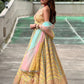 Rajwada Yellow Silk Blend Embroidered Semi-Stitched lehenga For Women