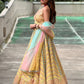 Rajwada Yellow Silk Blend Embroidered Semi-Stitched lehenga For Women