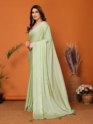 Rajwada Pista Green Georgette Solid Saree For Women