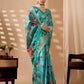 Rajwada Aqua Blue Silk Blend Printed Saree For Women