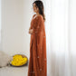 Rajwada Rust Brown Georgette Embroidered Saree For Women