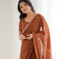 Rajwada Rust Brown Georgette Embroidered Saree For Women