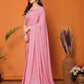 Rajwada Pink Georgette Solid Saree For Women
