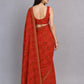 Red Silk Blend Solid Saree