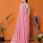 Rajwada Pink Georgette Solid Saree For Women