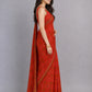 Red Silk Blend Solid Saree