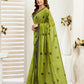 Rajwada Olive Cotton Linen Zari Work Saree For Women