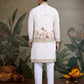 Rajwada White Cotton Blend Embroidered Stitched Kurta For Men