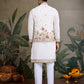 Rajwada White Cotton Blend Embroidered Stitched Kurta For Men