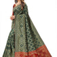Rajwada Dark Green Silk Blend Embellished Saree For Women