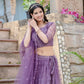 Rajwada Purple Soft Net Embellished Semi-Stitched lehenga For Women