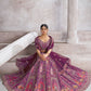 Rajwada Purple Banarasi Silk Embroidered Semi-Stitched Lehenga For Women