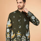 Rajwada Olive Viscose Rayon Stitched Kurta For Men