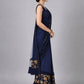 Navy Blue Velvet Printed Saree