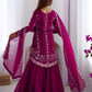 Rajwada Dark Pink Georgette Embroidered Stitched Kurta Set For Women