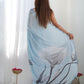 Rajwada Sky Blue Chinon Printed Saree With Unstitched Blouse For Women
