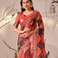 Rajwada Red Linen Cotton Printed Saree For Women