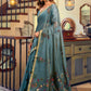 Rajwada Teal Blue Cotton Blend Solid Saree For Women