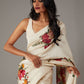 Rajwada Off White Georgette Floral Printed Saree With Unstitched Blouse For Women