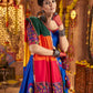 Rajwada Blue Viscose Cotton Embroidered Semi-Stitched lehenga With Stunning Tassels For Women
