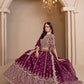 Rajwada Wine Art Silk Embroidered Semi-Stitched lehenga For Women