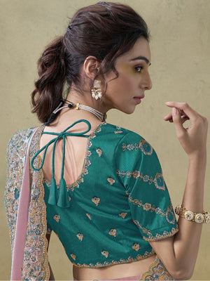 Rajwada Pink Georgette Embroidered Elegant Saree For Women