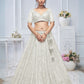 Rajwada White Soft Net Embellished Semi-Stitched Lehenga With Unstitched Blouse For Women