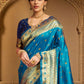 Rajwada Blue Silk Blend Woven Pithani Saree For Women
