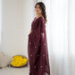 Rajwada Maroon Georgette Embroidered Saree For Women