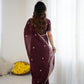 Rajwada Maroon Georgette Embroidered Saree For Women