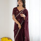 Rajwada Maroon Georgette Embroidered Saree For Women