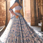 Rajwada Light Grey Georgette Embroidered Semi-Stitched lehenga For Women