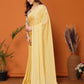 Rajwada Yellow Georgette Solid Saree For Women