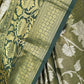 Dark Green Silk Blend Solid Saree