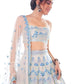 Rajwada Light Grey Georgette Embroidered Semi-Stitched lehenga For Women