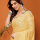 Rajwada Yellow Georgette Solid Saree For Women