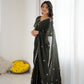 Rajwada Olive Green Georgette Embroidered Saree For Women