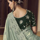 Rajwada Dusty Green Georgette Embroidered Elegant Saree For Women