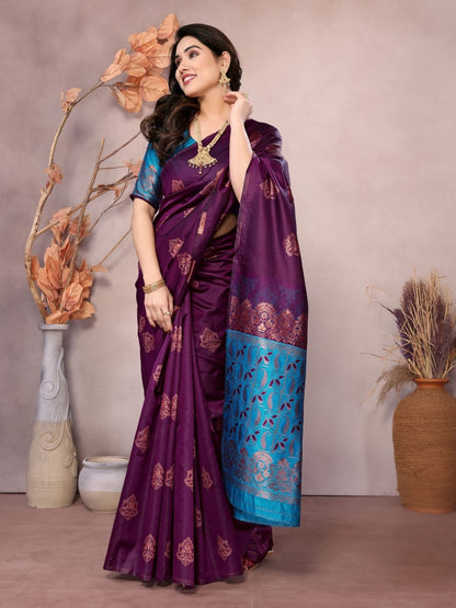 Rajwada Wine Georgette Motif Print Saree For Women