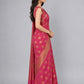 Pink Silk Blend Solid Saree