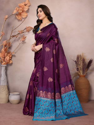 Rajwada Wine Georgette Motif Print Saree For Women