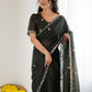 Rajwada Olive Green Georgette Embroidered Saree For Women