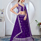 Rajwada Purple Georgette Thread Embroidered Semi-Stitched Lehenga For Women