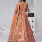 Rajwada Rust Silk Blend Embroidered Semi-Stitched Lehenga For Women