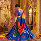 Rajwada Blue Viscose Cotton Embroidered Semi-Stitched lehenga With Stunning Tassels For Women