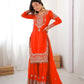 Rajwada Orange Georgette Embroidered Stitched Kurta Set For Women